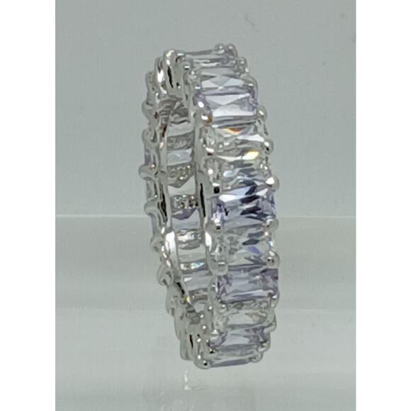 3.70CT White Gold EP Eternity Anniversary Wedding Band Ring Size 9 - Picture 5 of 8